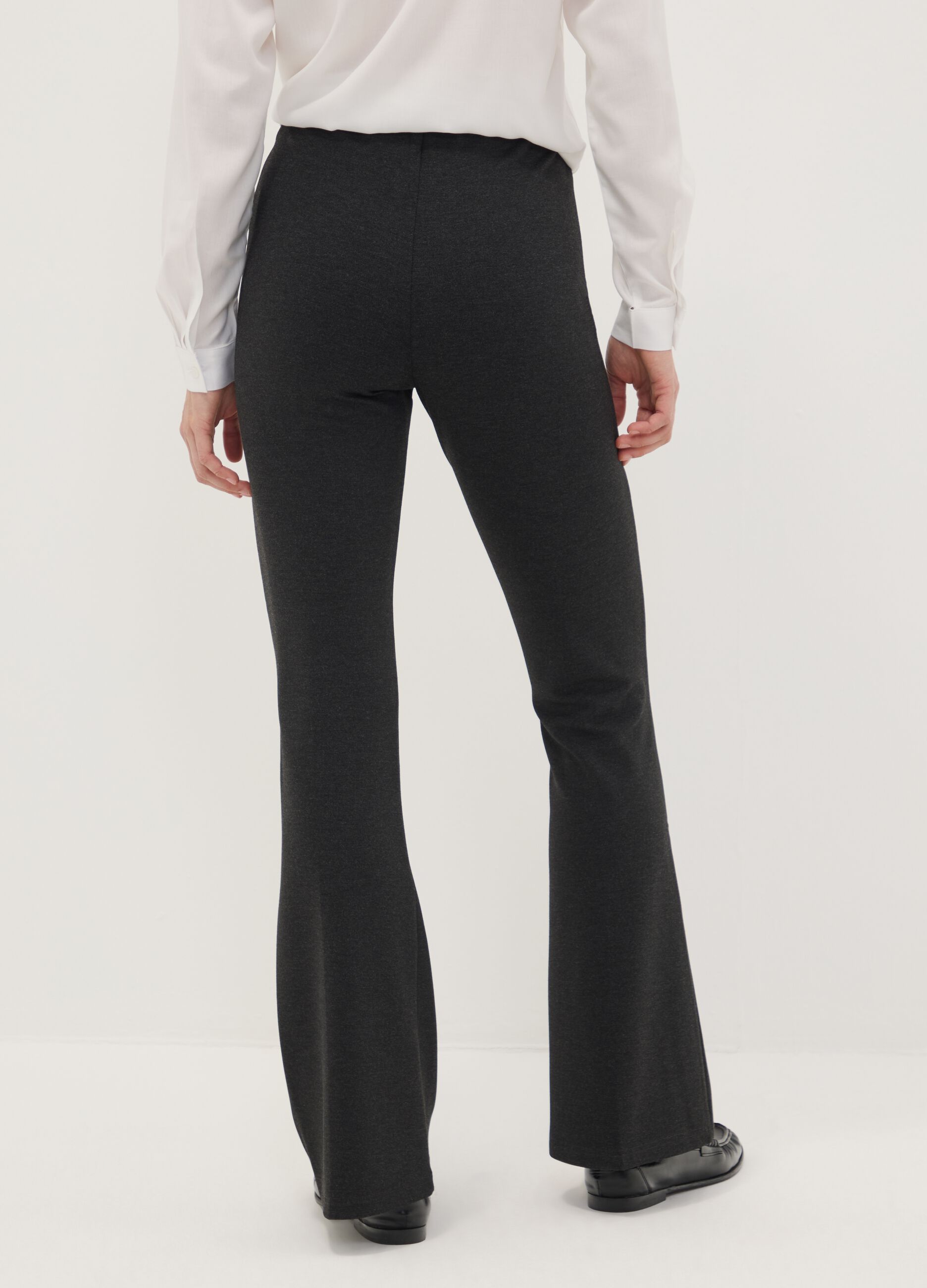 Leggings grigi flare fit in punto Milano di viscosa elasticizzata