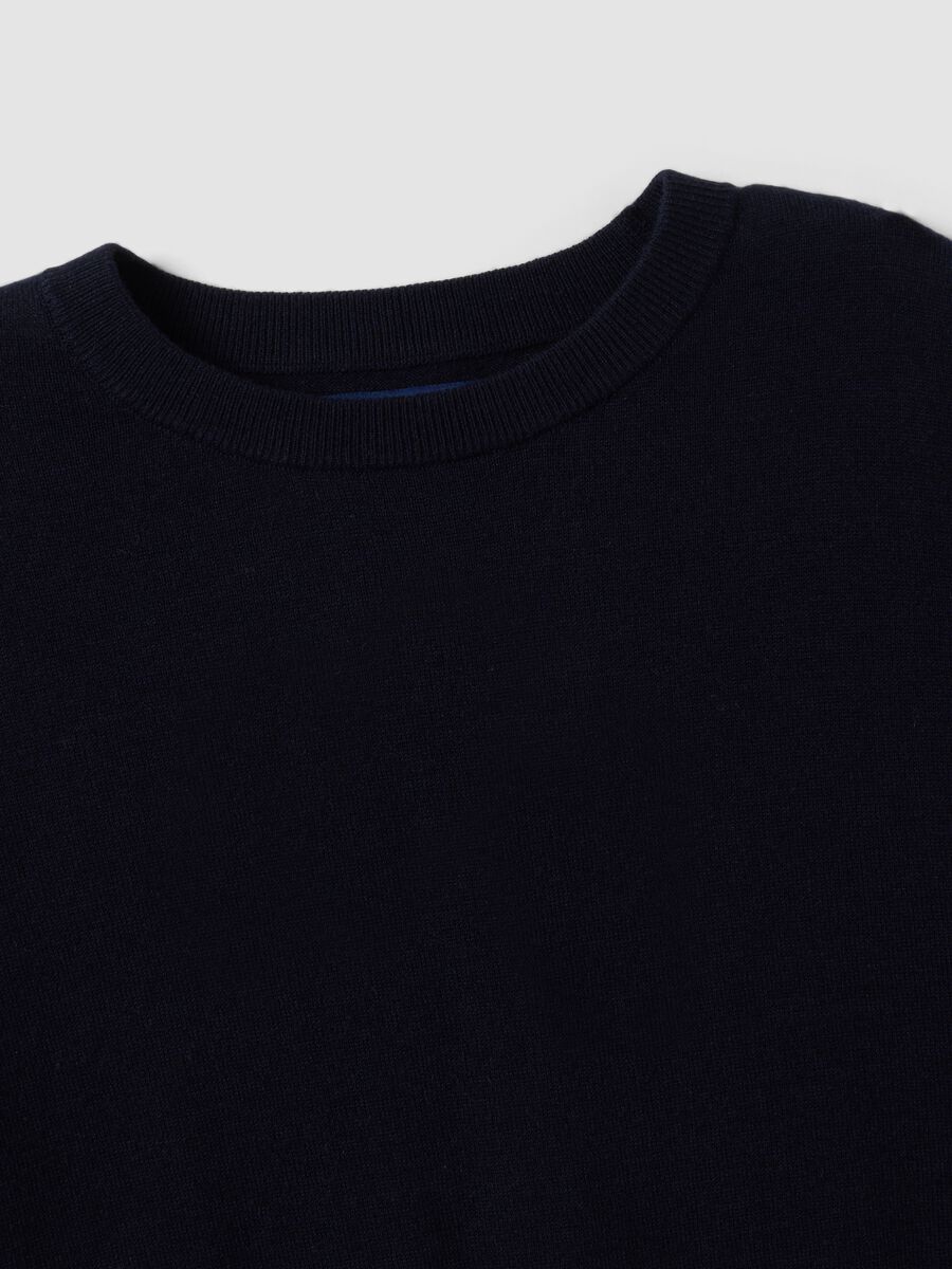 Navy wool-blend crew-neck short-sleeve jumper, regular fit_5
