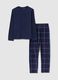 Blue check regular fit fleece pyjamas_4