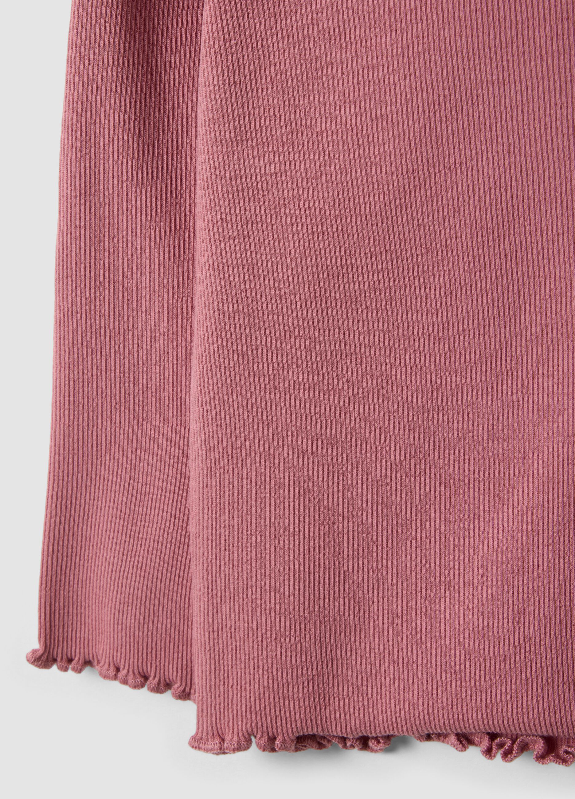 Pink slim-fit ribbed stretch-cotton T-shirt for baby girl