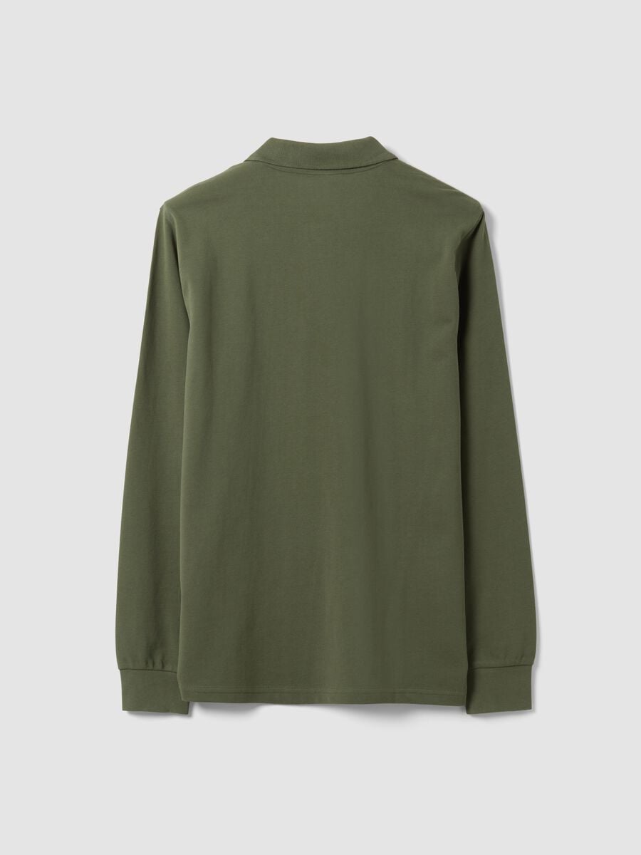 Green long-sleeve organic cotton piqu&eacute; polo shirt, regular fit_6