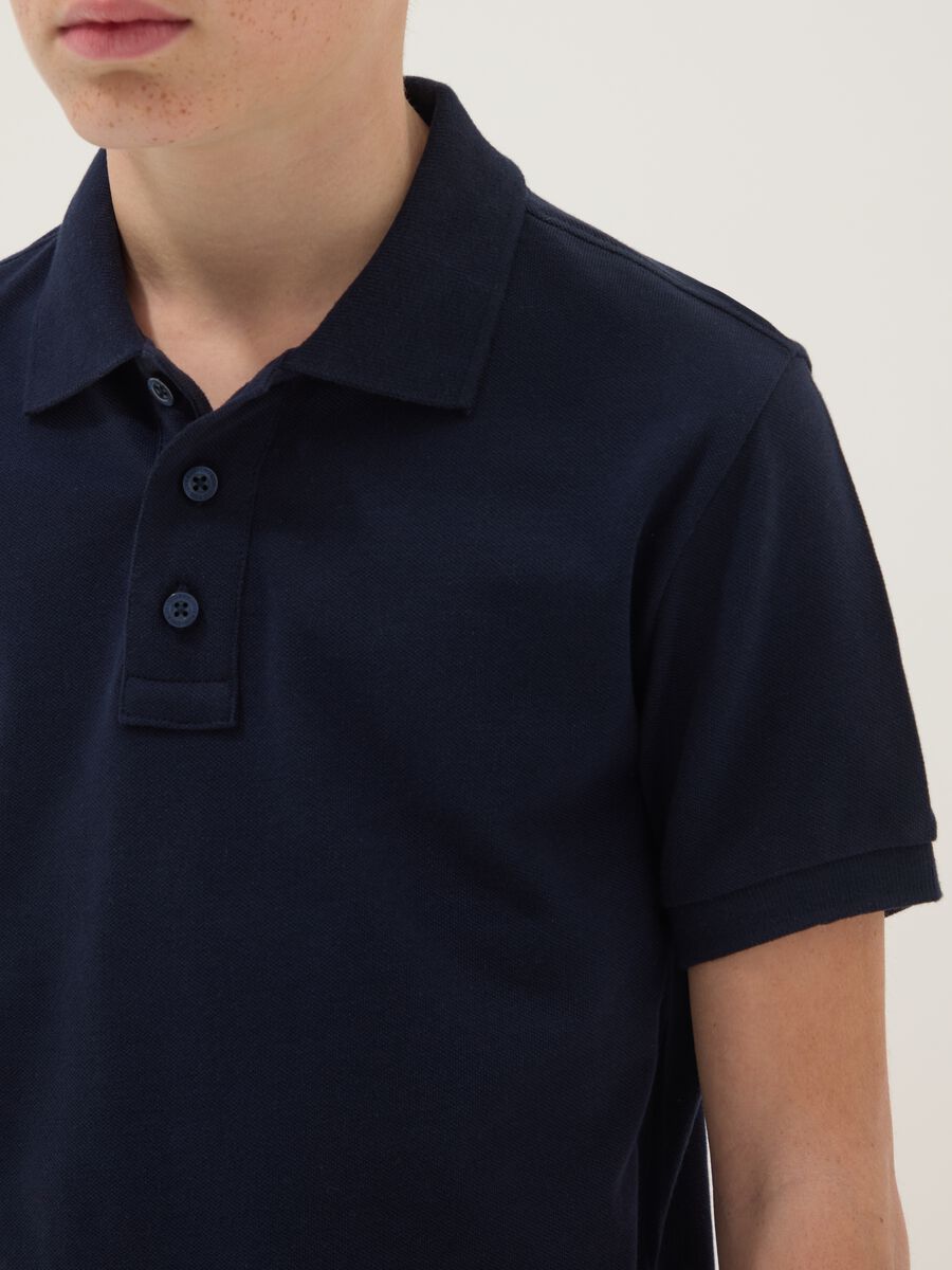 Boys&rsquo; blue organic pure cotton polo shirt, regular fit_2