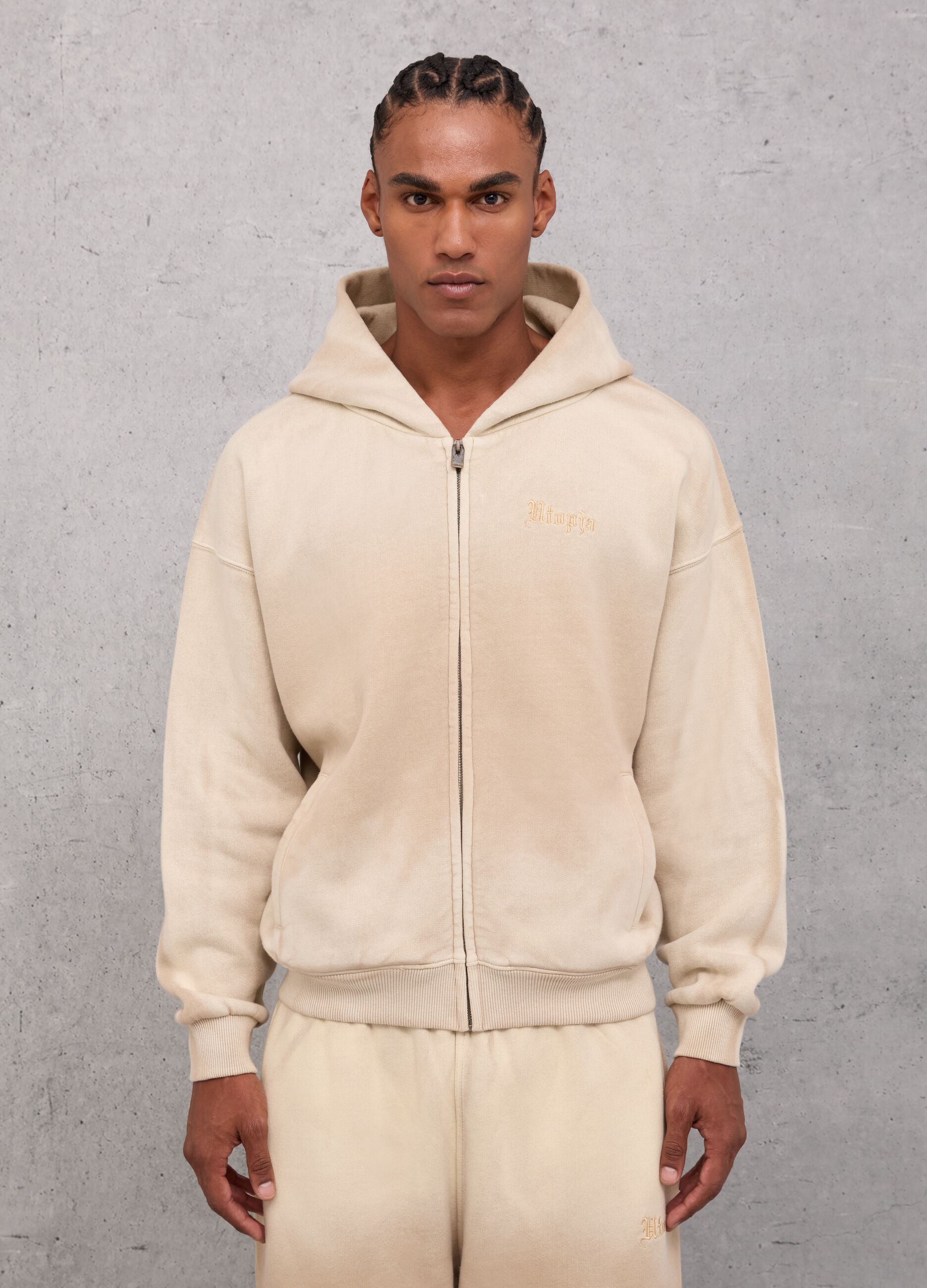 Sunfaded Zip Hoodie Vintage Sand