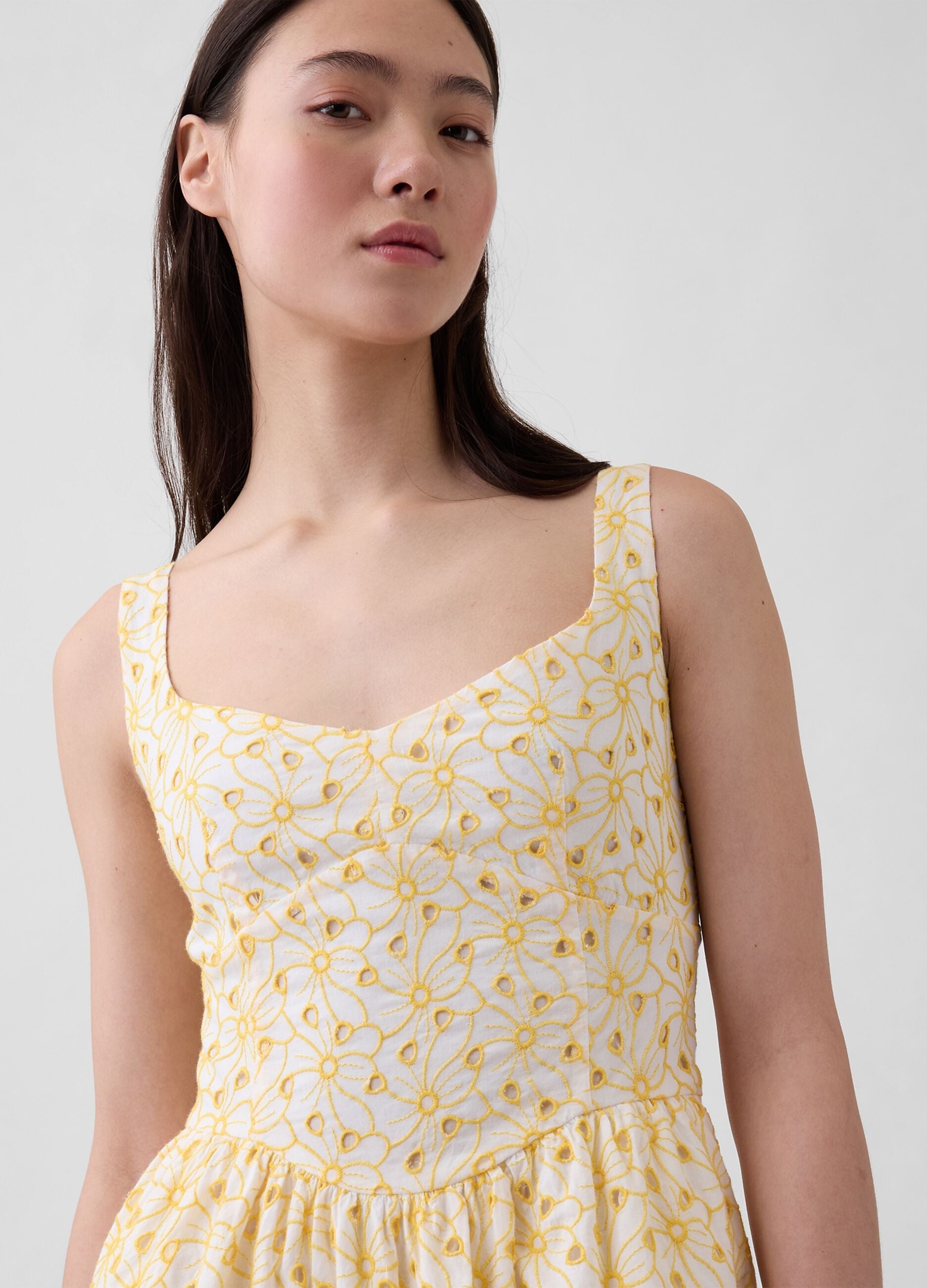 Vestido midi em algod&atilde;o puro com estampado floral