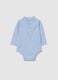 Baby's Christmas bodysuit in pure blue cotton with high collar_1