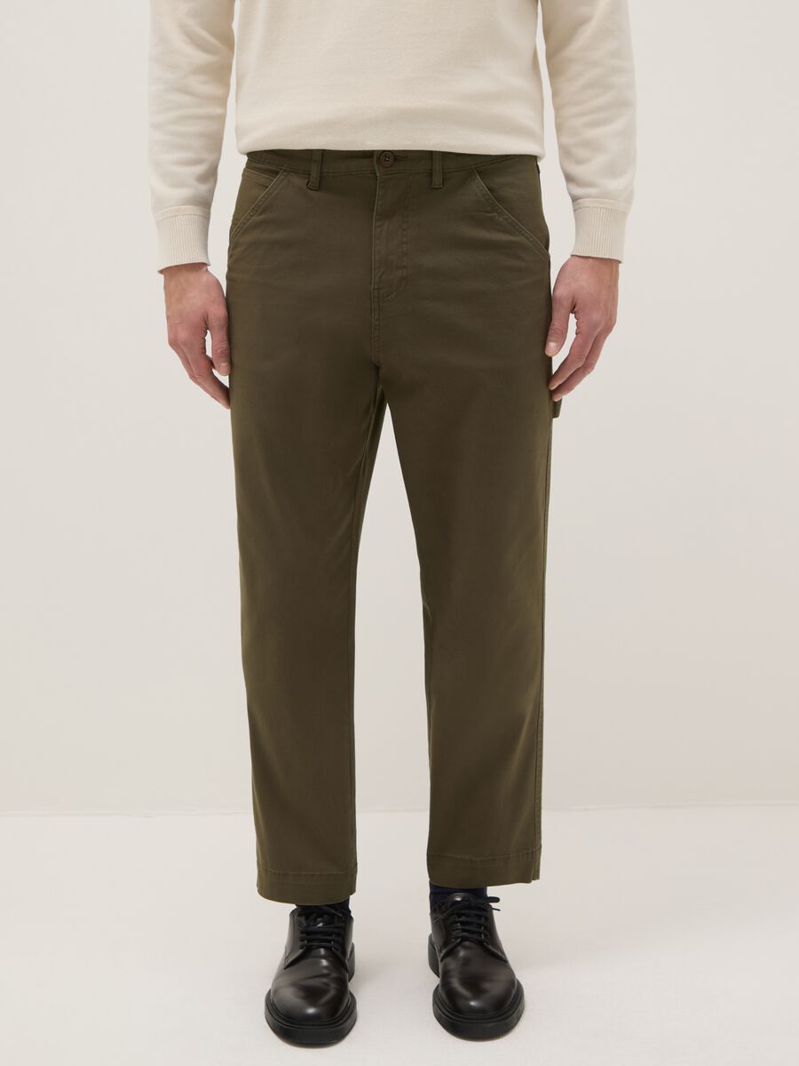 Slim Fit Green Stretch Cotton Chino Trousers_1