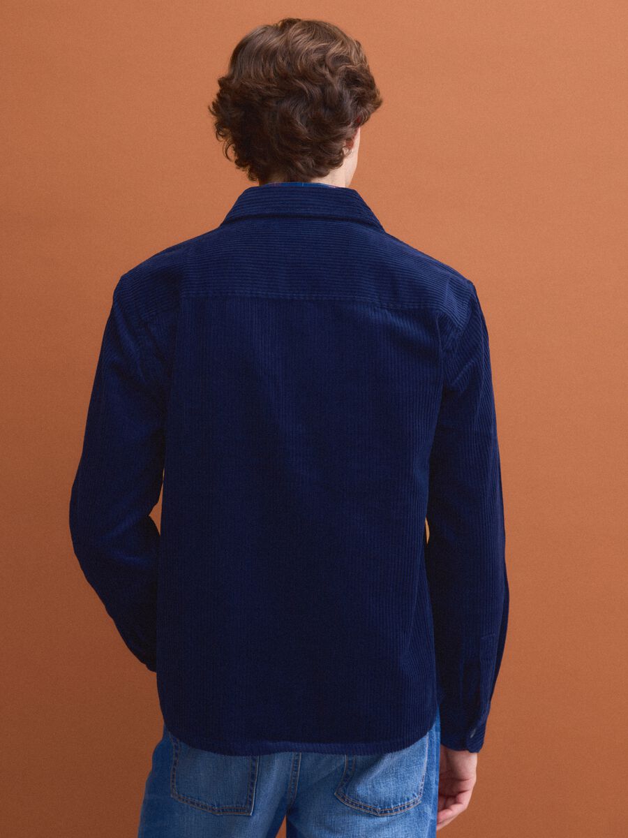 Blue pure cotton corduroy shacket in an oversized fit_3