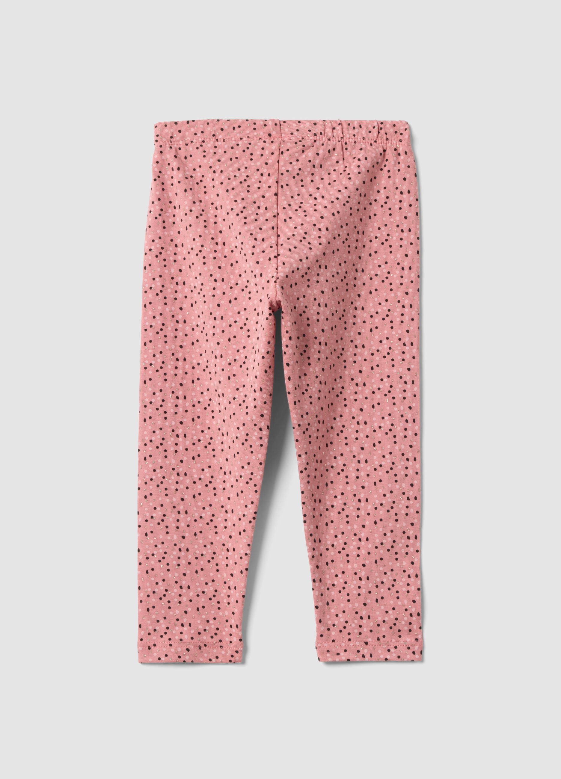 Leggings rosa in cotone organico elasticizzato slim fit per bimba