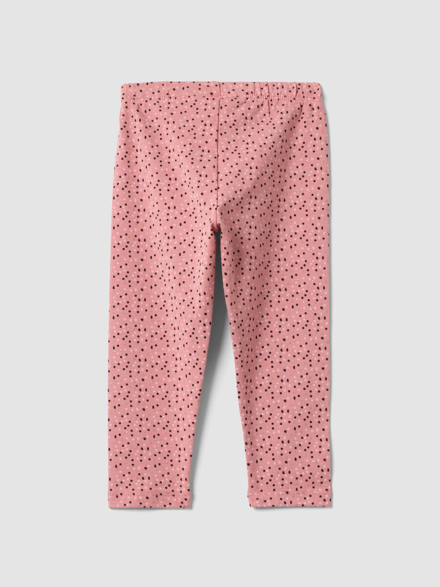 Leggings rosa in cotone organico elasticizzato slim fit per bimba_1