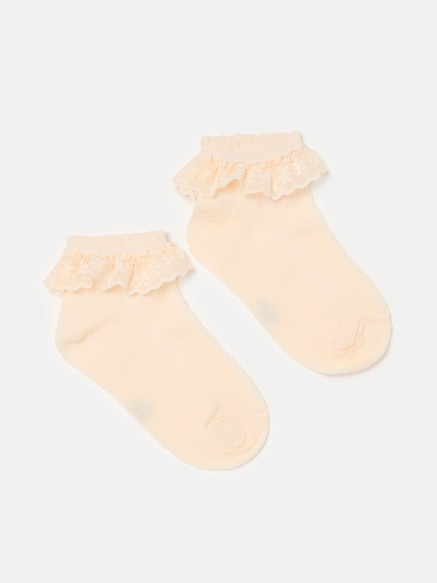 Short socks in organic cotton with lace_0