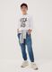 Blue stretch cotton jogger jeans with drawstring for boys_0