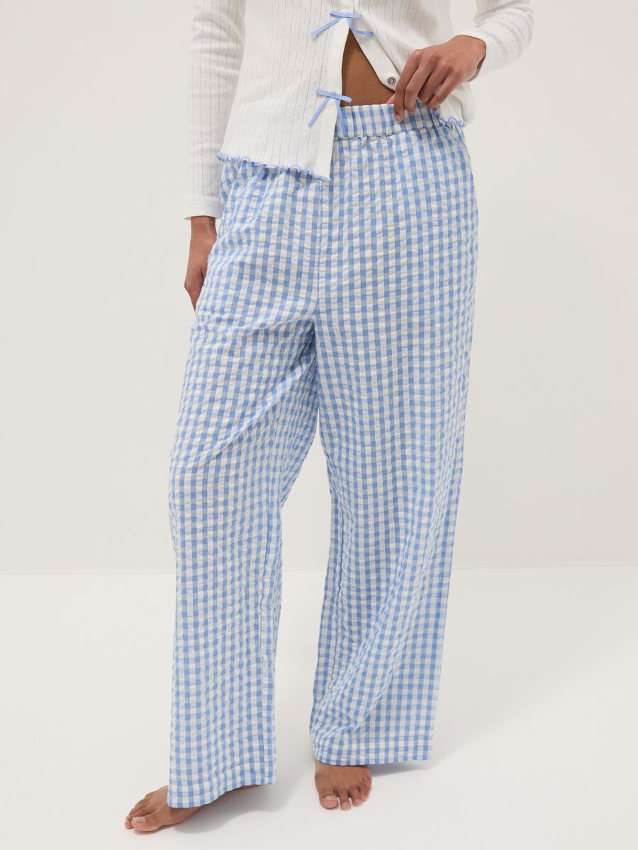 Multicolour check pure cotton pyjama trousers regular fit_1
