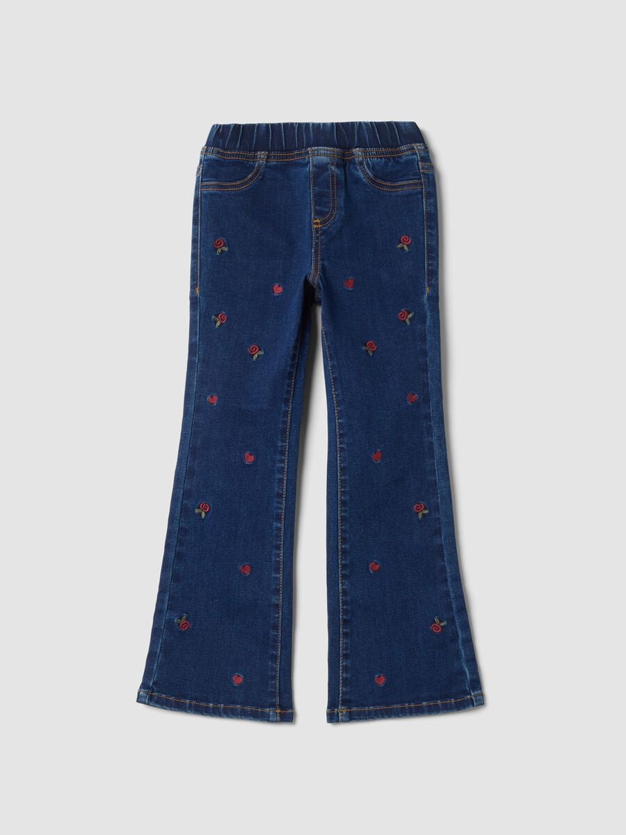 Blue flared cotton and stretch viscose jeggings_0