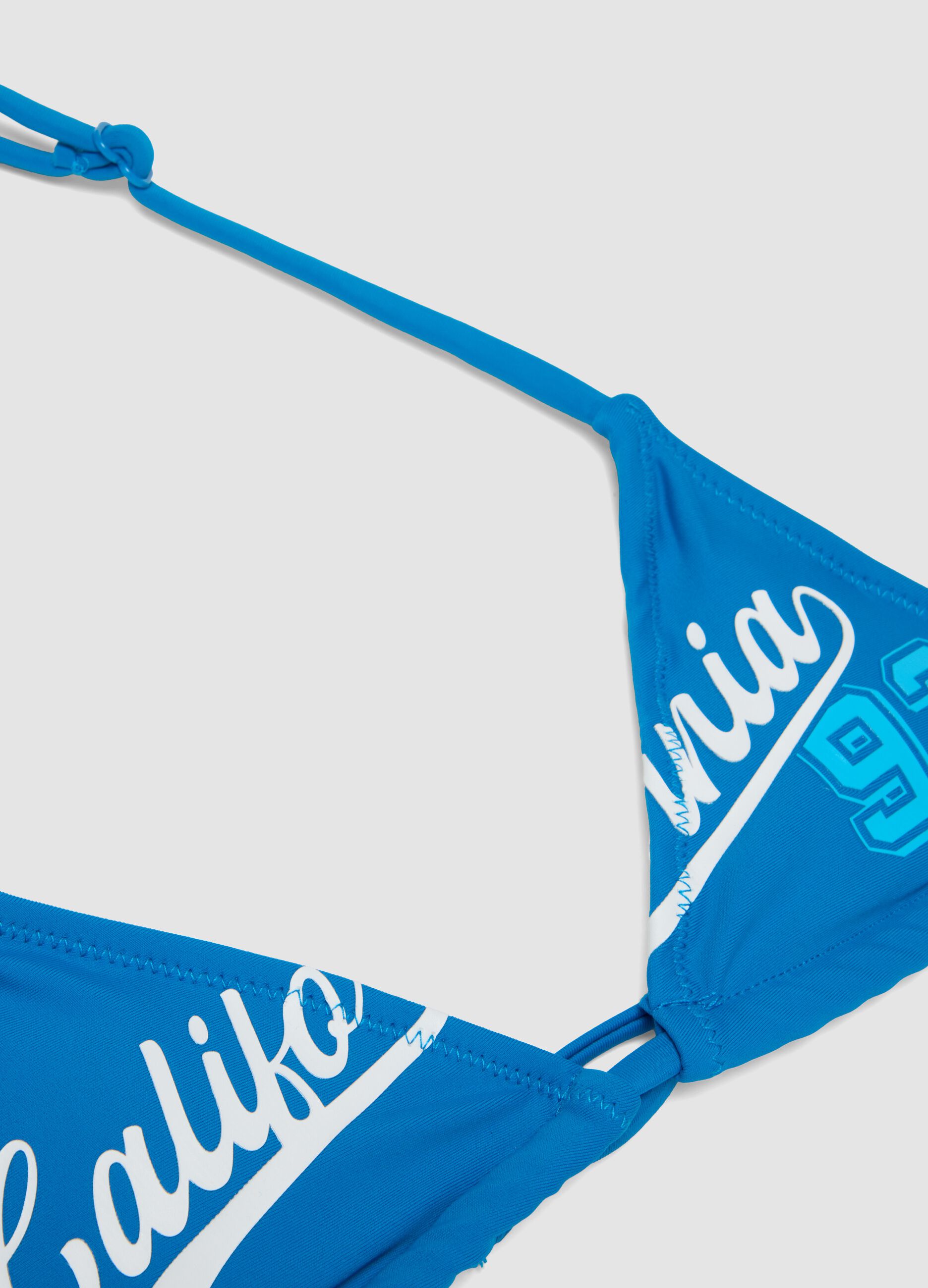 Blue triangle bikini in stretch fabric