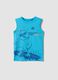 Blue pure cotton vest top with dinosaur print_0