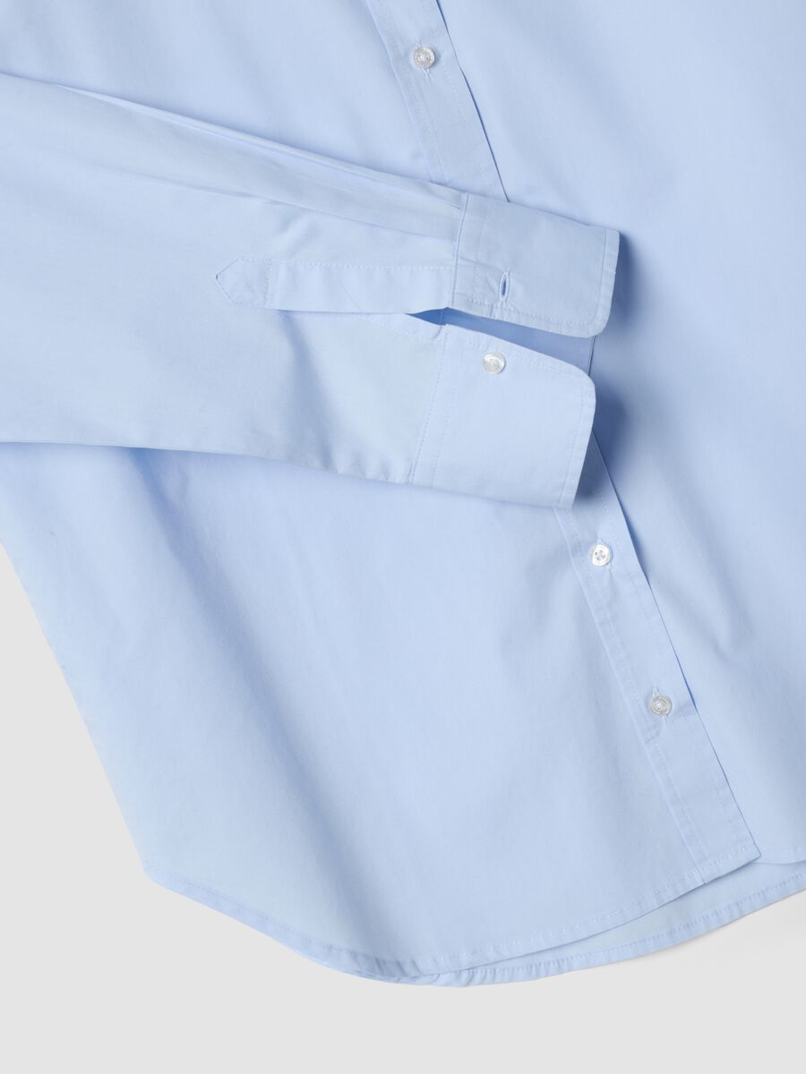 Light blue pure cotton poplin shirt with classic collar, regular fit_5