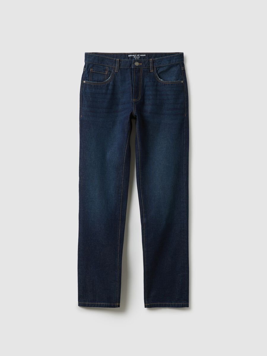 Regular Fit Blue Pure Cotton Jeans_4