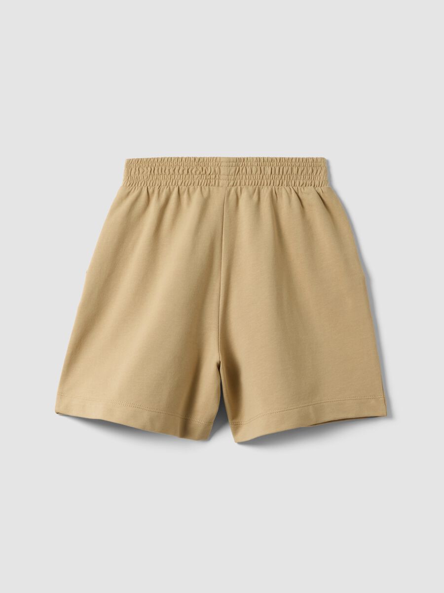 Girls' oversized fit beige pure cotton shorts_4