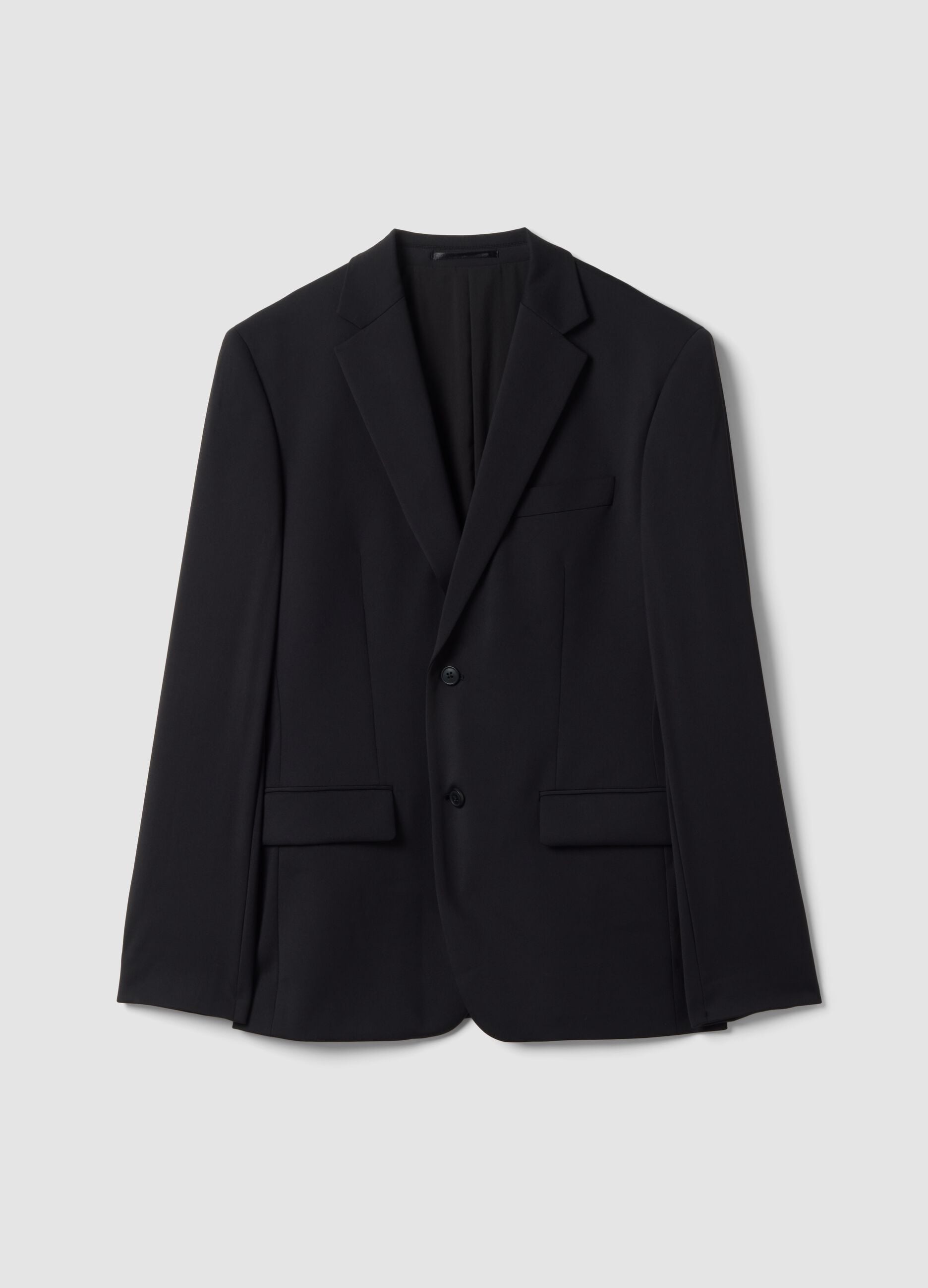 Black slim-fit 4-way stretch blazer, easy iron
