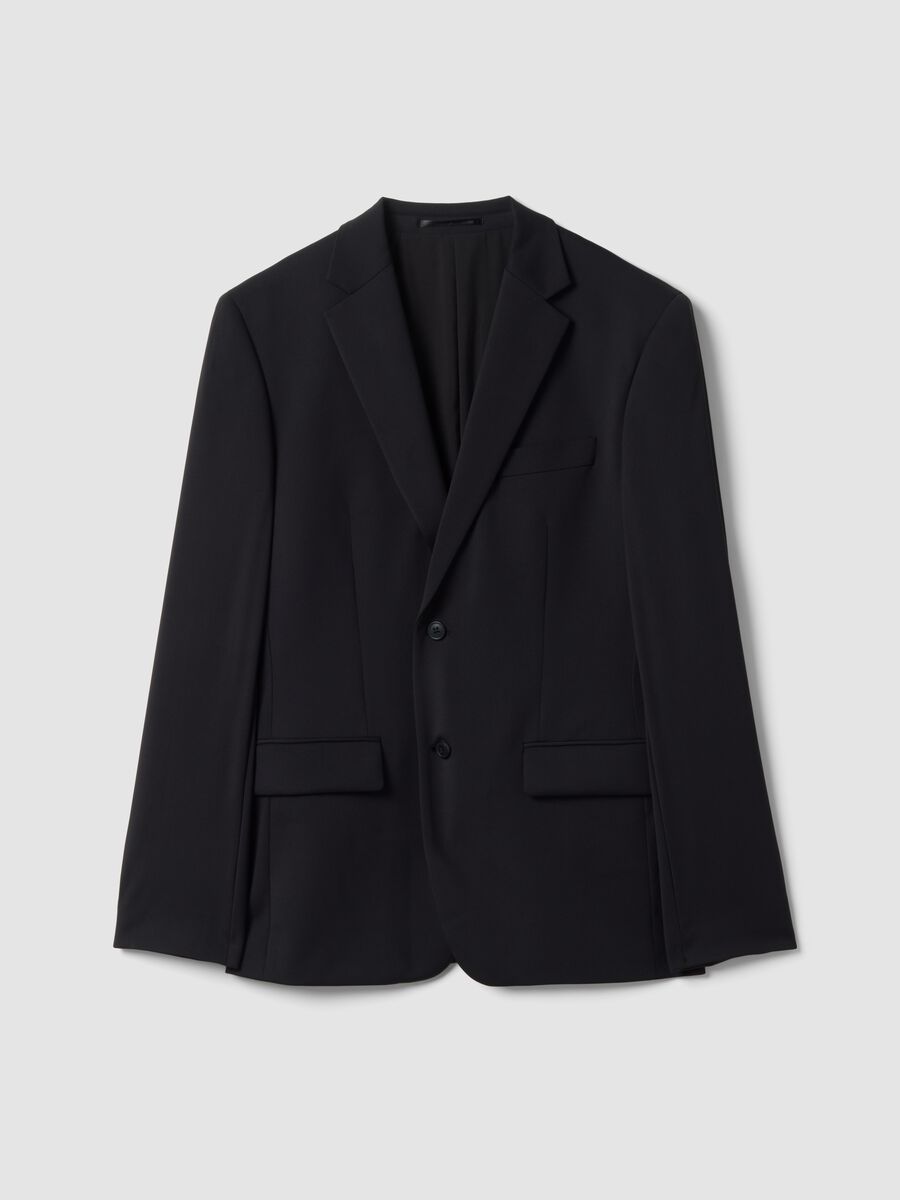 Black slim-fit 4-way stretch blazer, easy iron_0