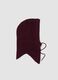 Burgundy stretch wool hood with tie cords_0