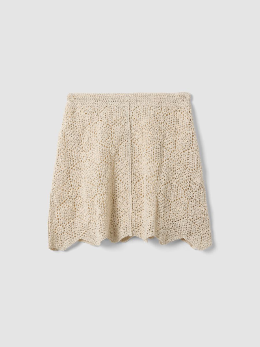 Beige crochet skirt in pure cotton, regular fit_1