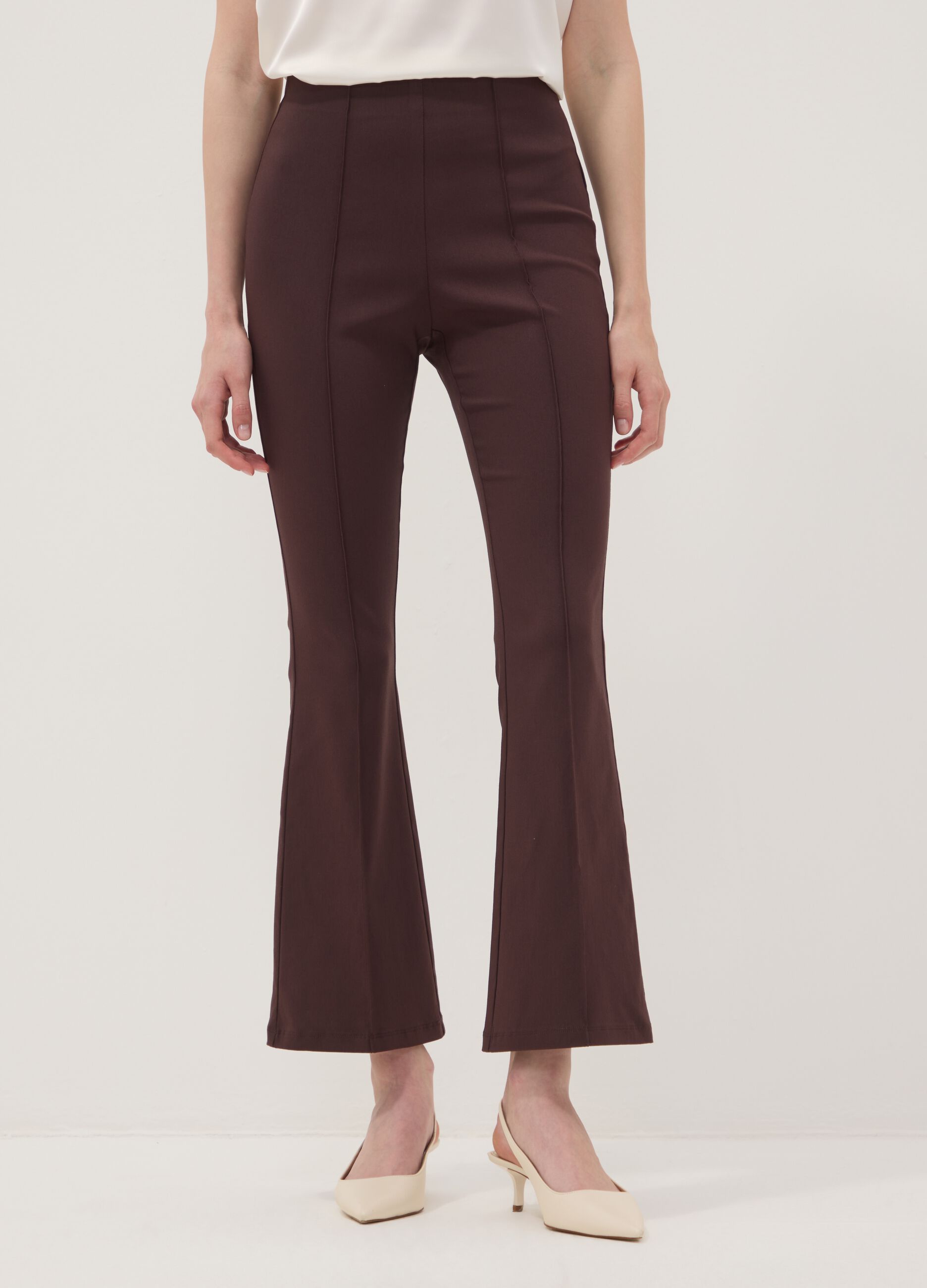 Braune Schlagleggings aus Stretch-Viskose