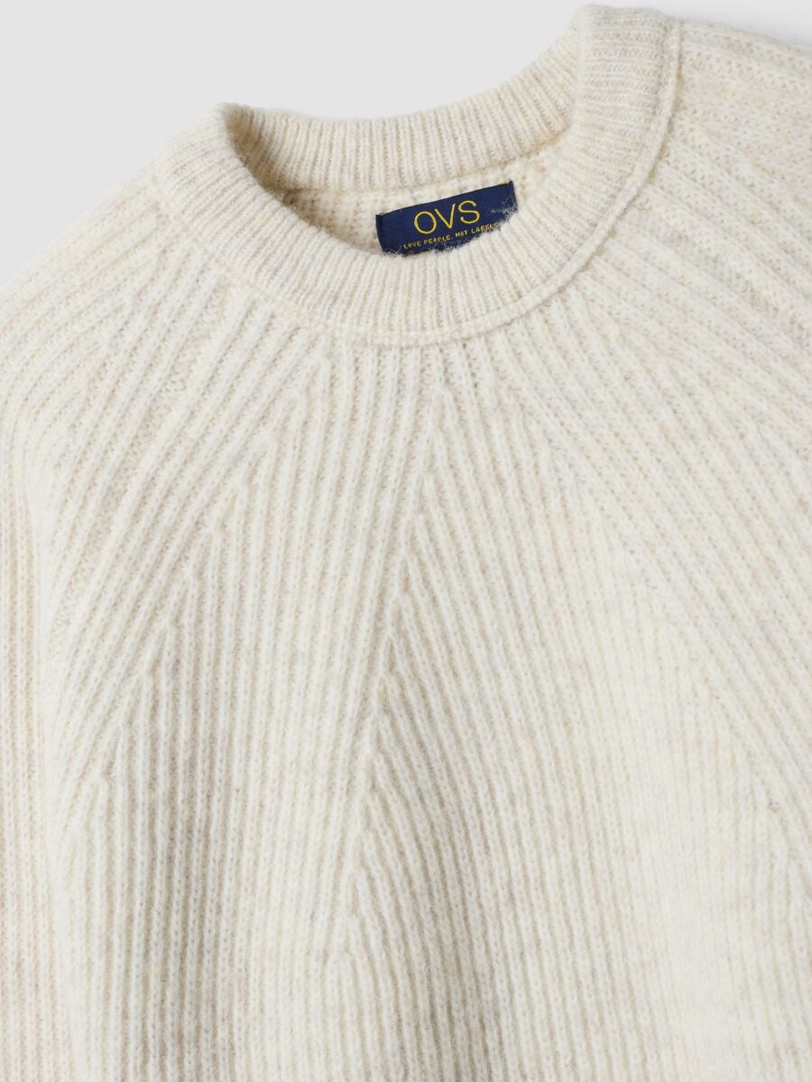 Beige ribbed wool-blend crew-neck jumper_5