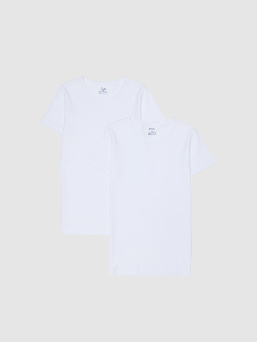 Paquete doble de camisetas blancas de ni&ntilde;a en algod&oacute;n puro corte regular_0