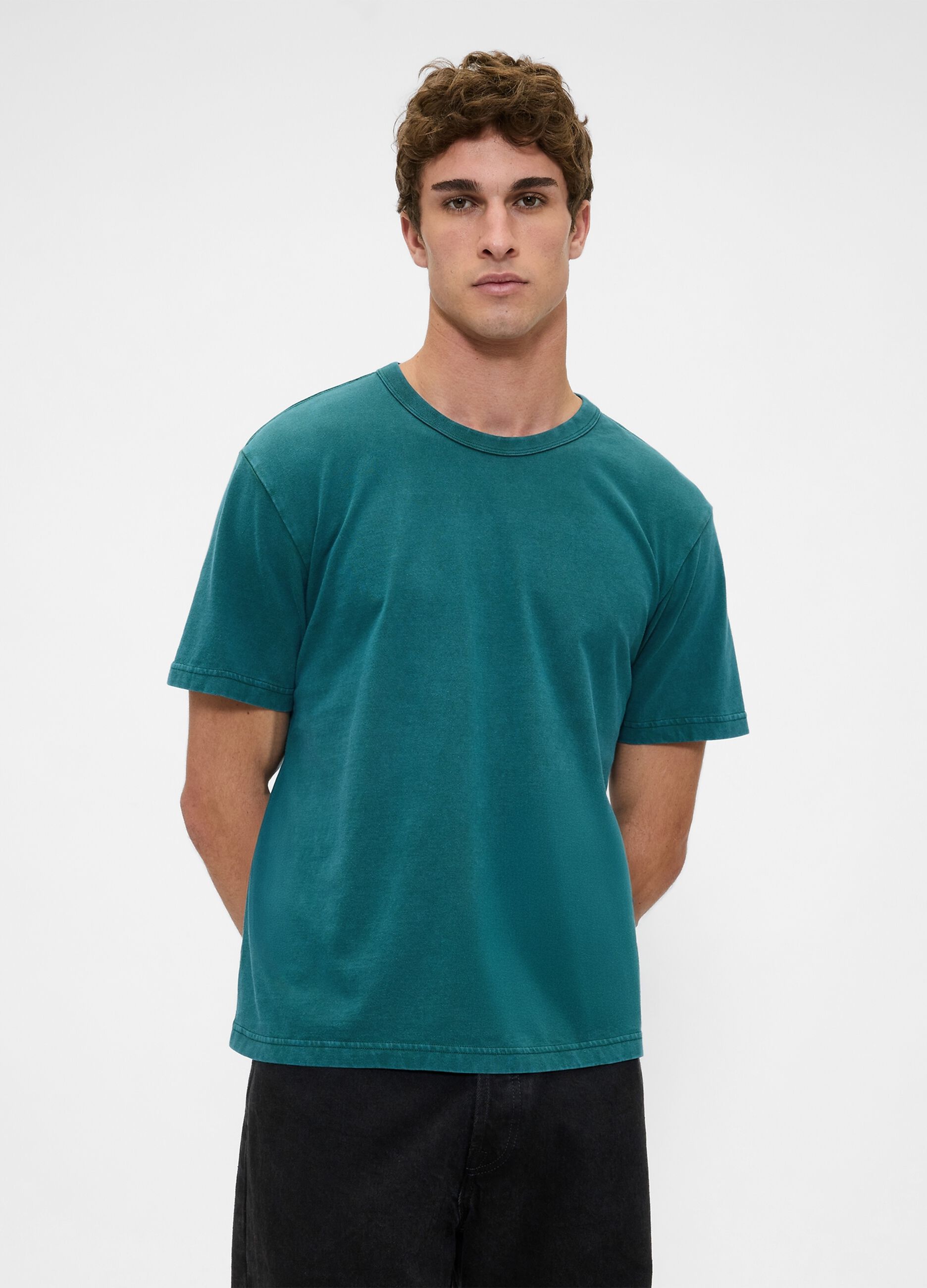 Green Cotton Short Sleeve T-shirt