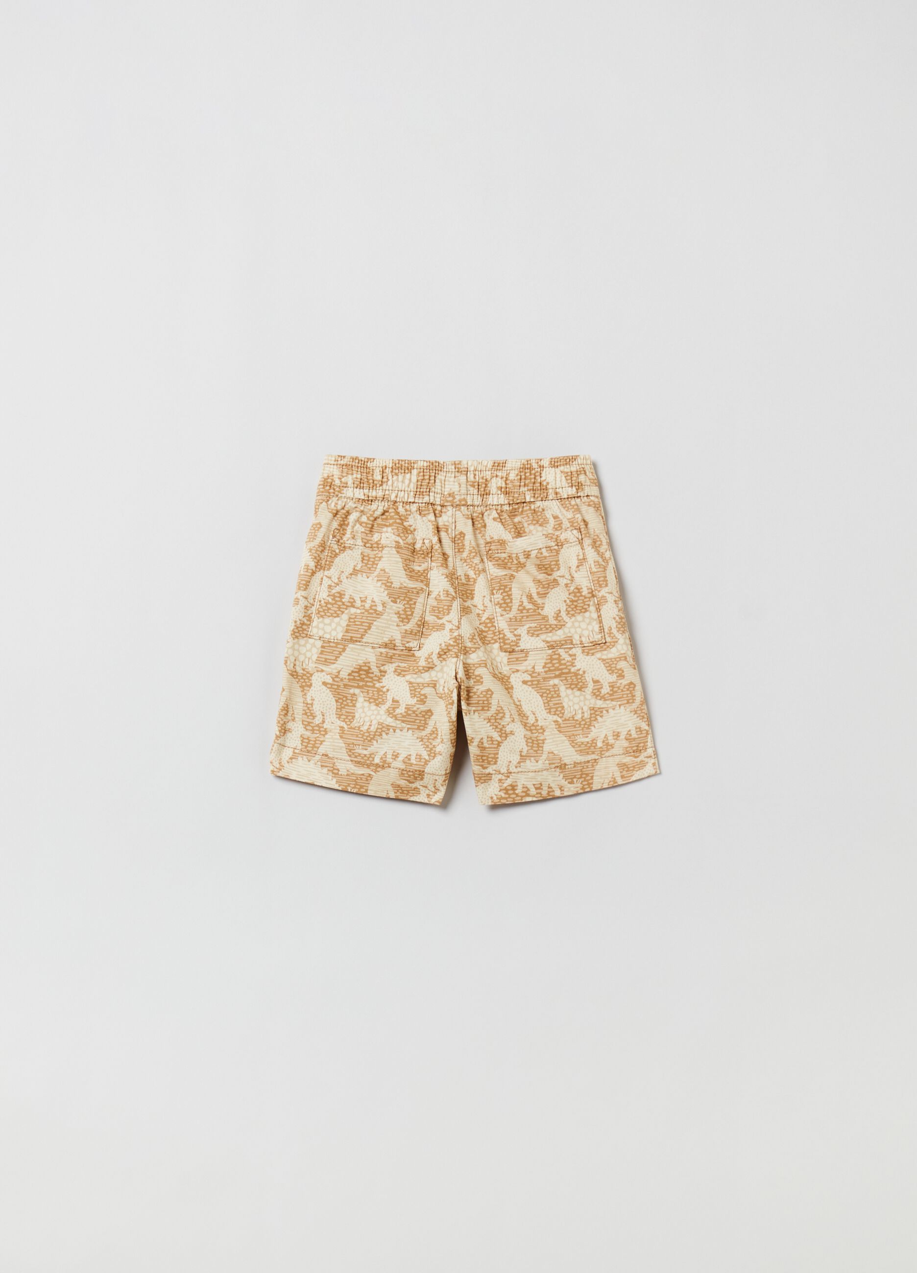 Bermuda shorts with drawstring and dinosaur print