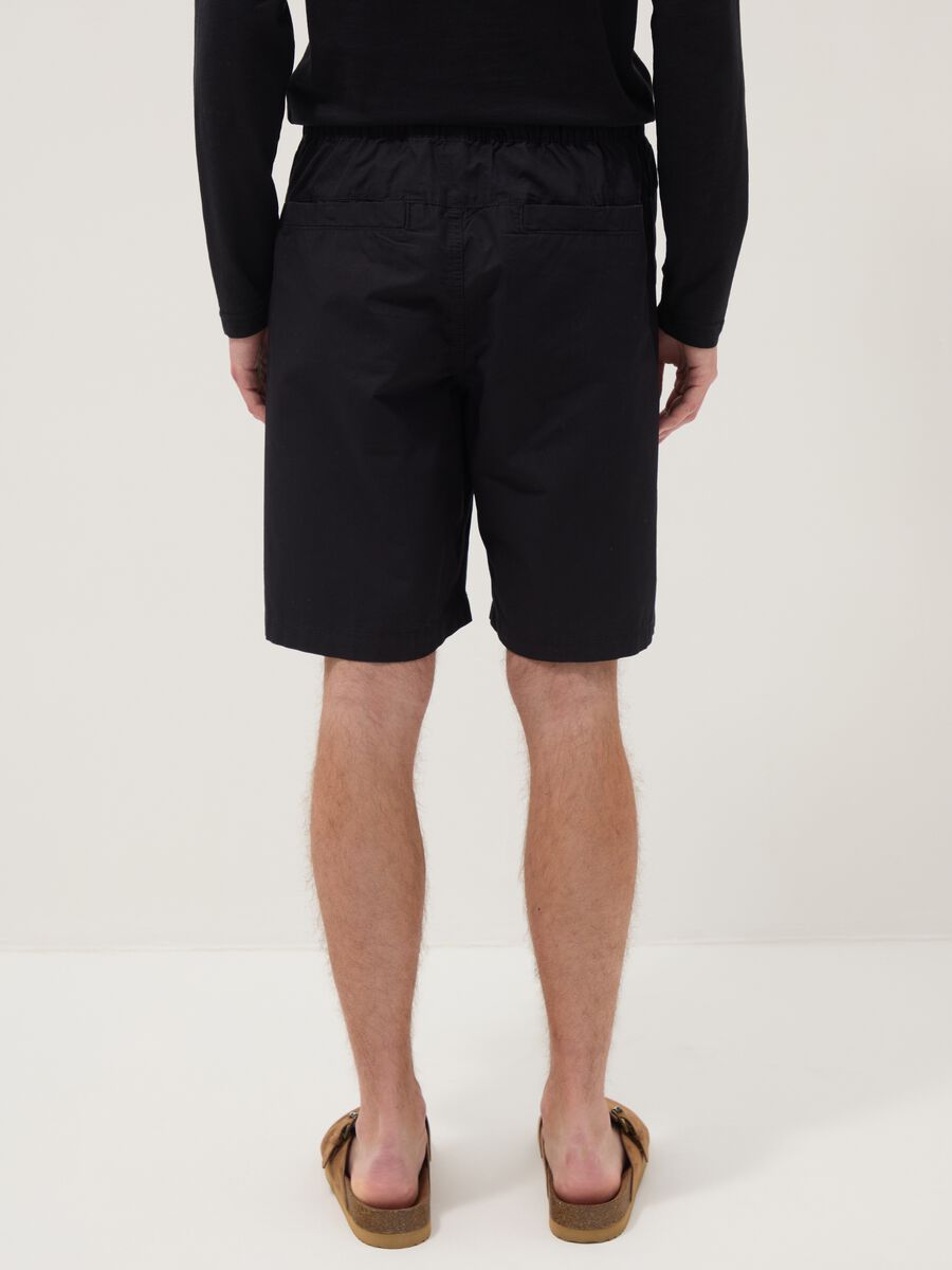 Blue pure cotton baggy-fit shorts with elasticated waistband_2