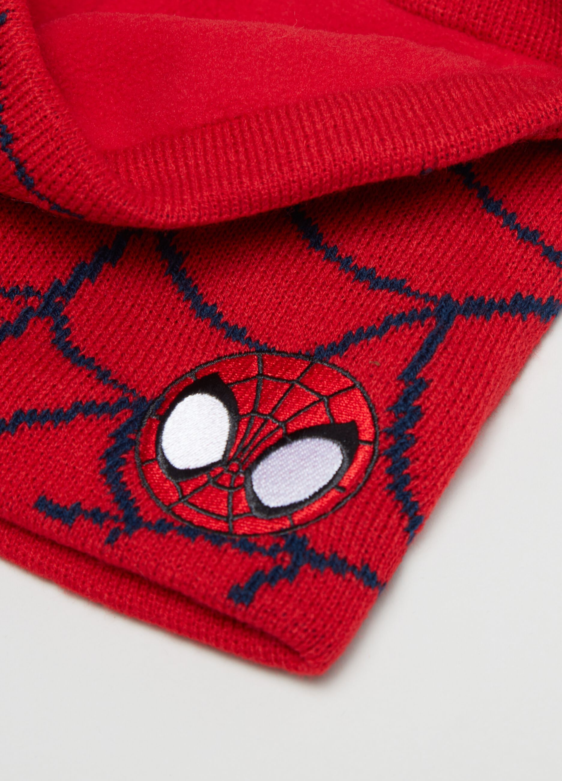 FAGOTTINO Baby Boy's Black/Red Knitted neck warmer with Spider-Man