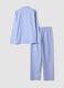 Blau gestreifter Pyjama aus reiner Bio-Baumwolle mit Kragen_6