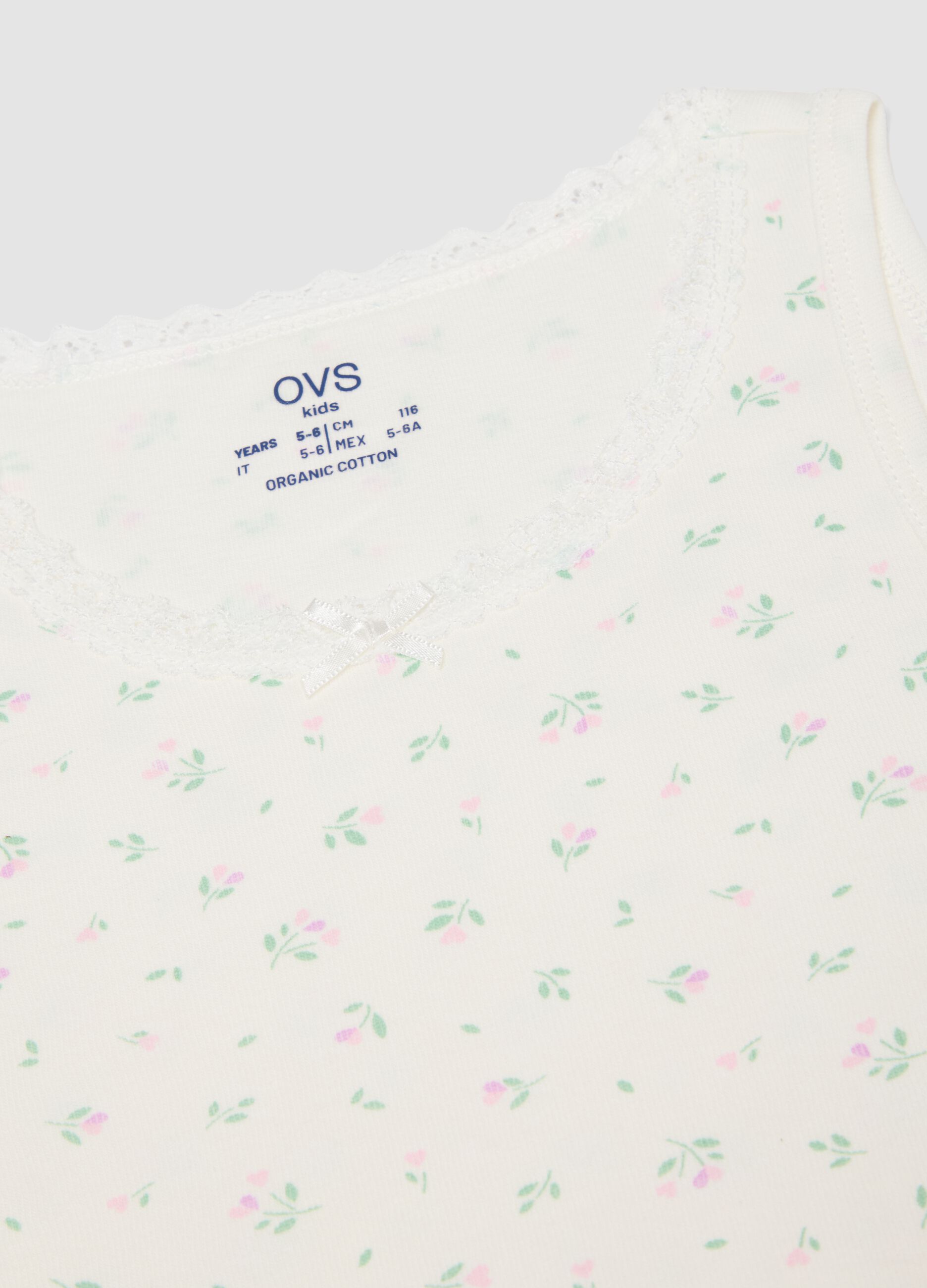 2-pack white organic cotton vests with print for girls