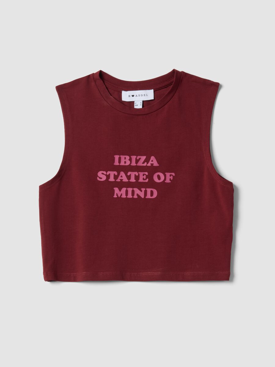 Rotes Regular-Fit Tanktop aus Stretch-Baumwolle mit Statement-Print_4