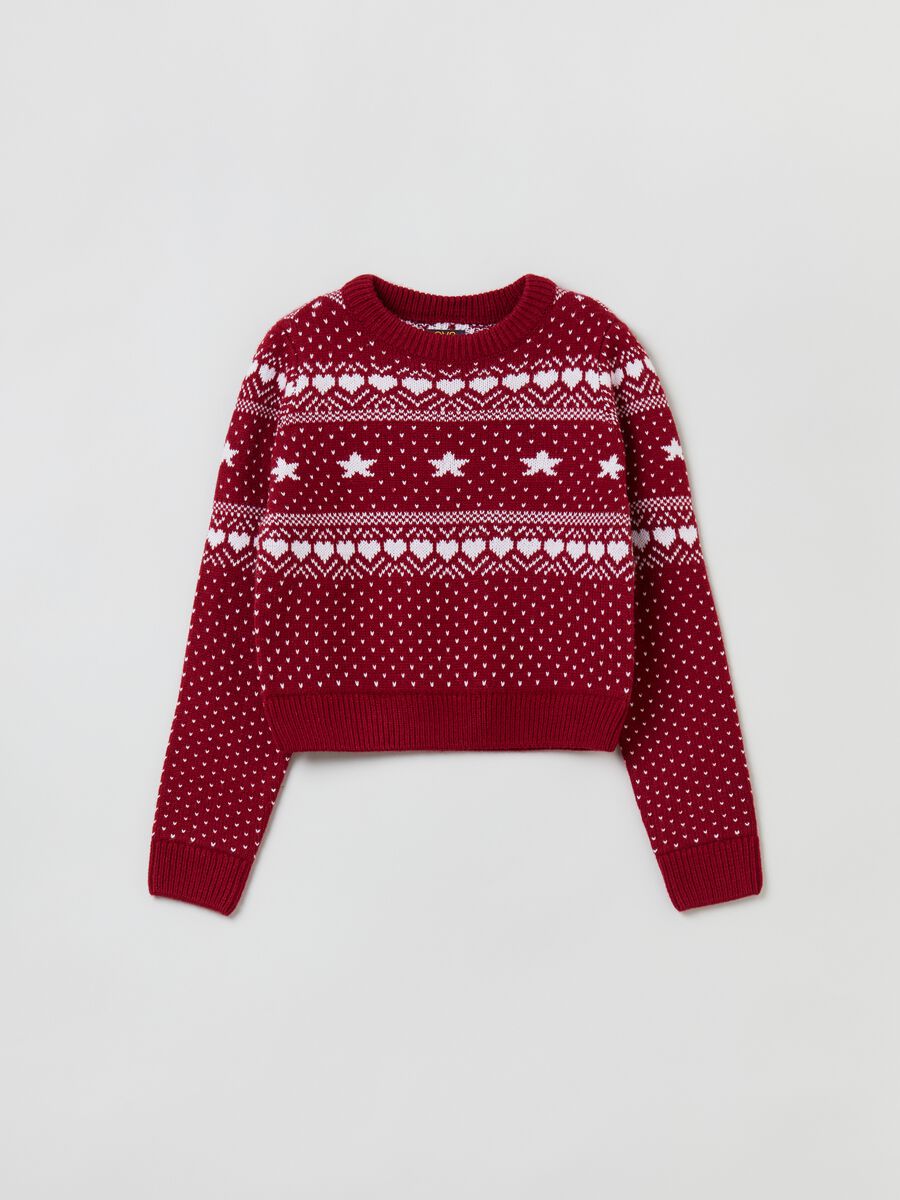 Cropped Christmas jumper with jacquard motif_0