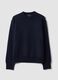 Blauer Rundhals-Pullover aus elastischer Wolle_4