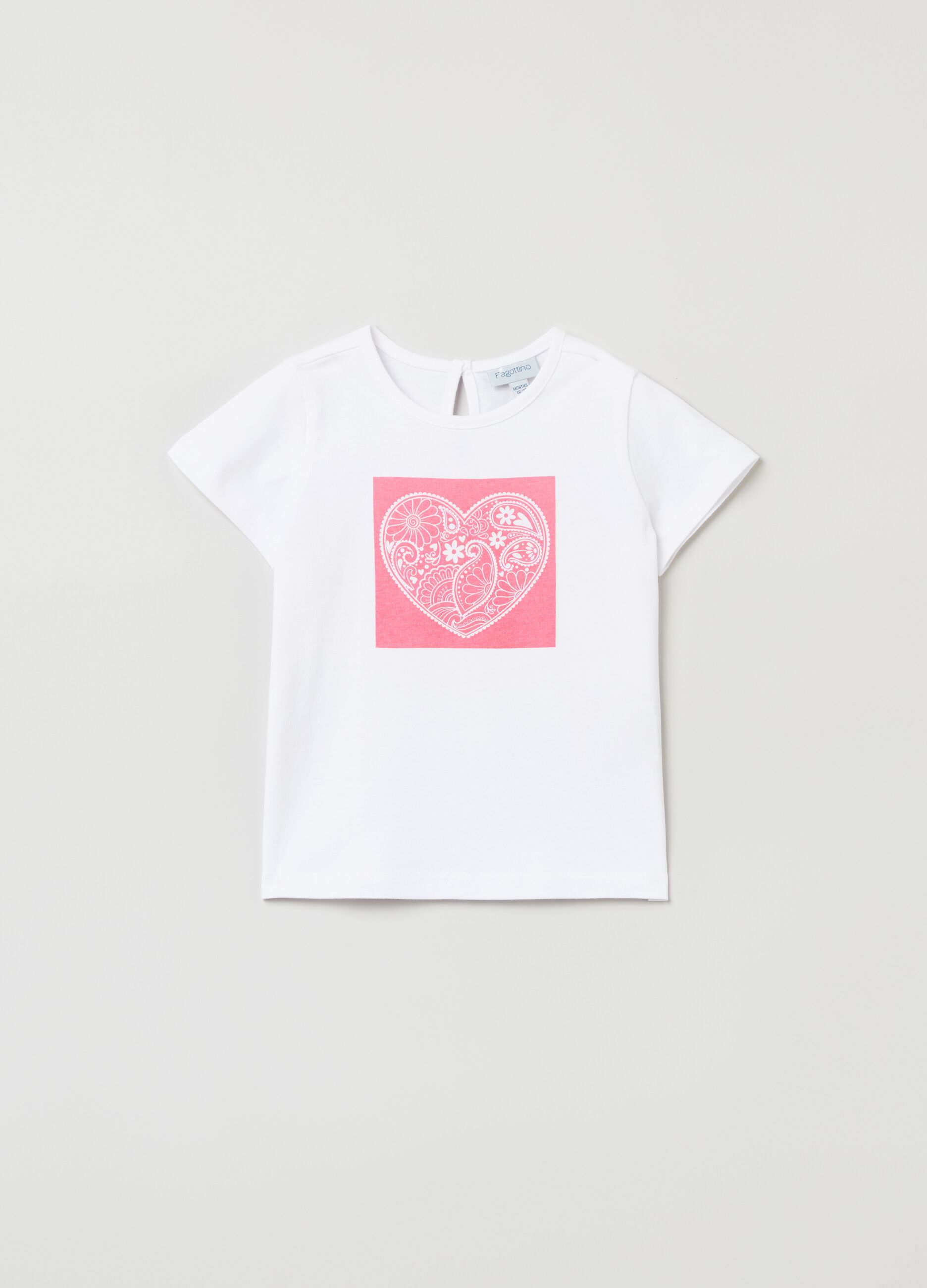 Camiseta de algodón estampado corazón