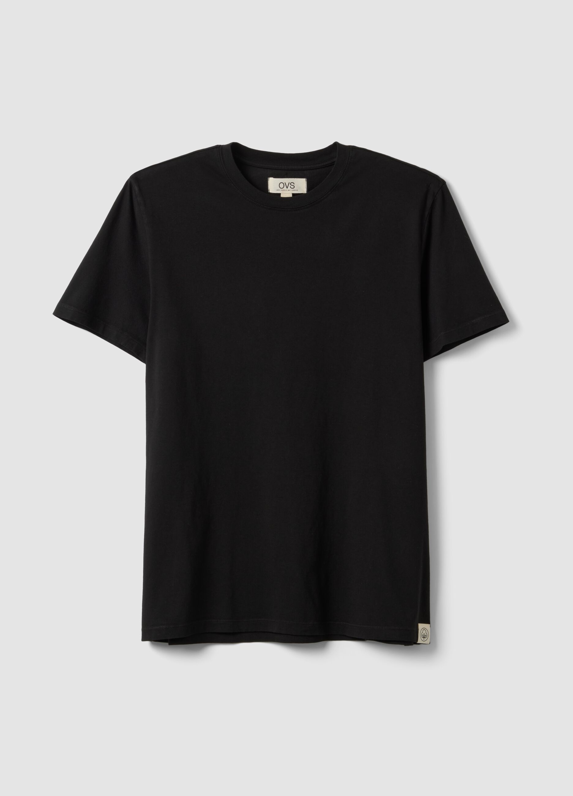 Black pure cotton short-sleeve regular fit T-shirt