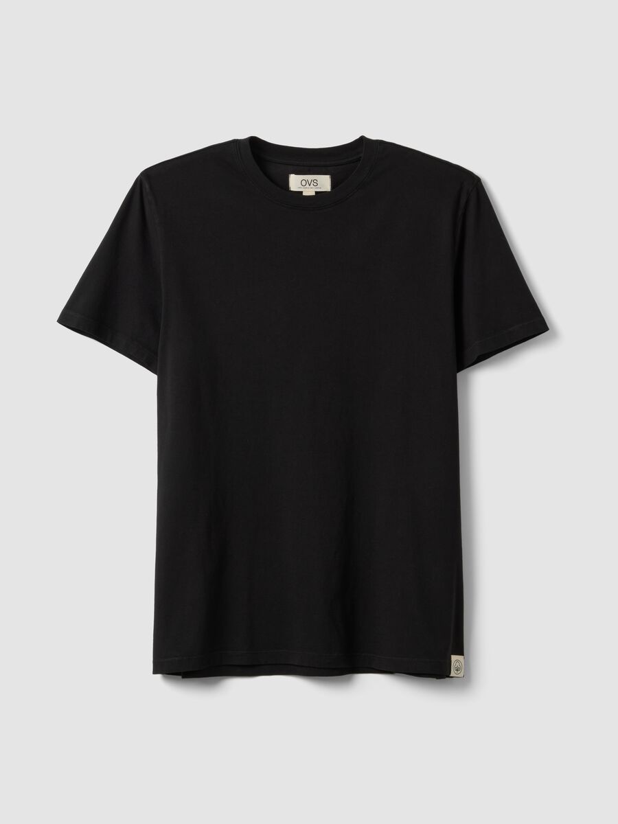 Black pure cotton short-sleeve regular fit T-shirt_0