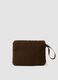 Brown wristlet pouch with zip and teddy effect_1