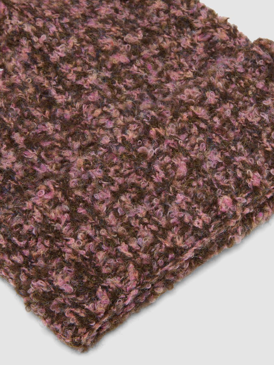 Brown ribbed knit beanie in stretch wool_1
