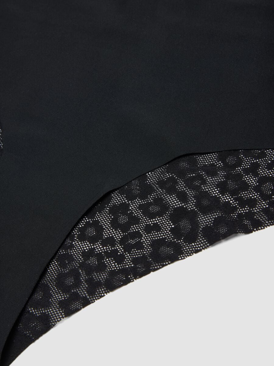 Black stretch-fabric briefs with lace back_5
