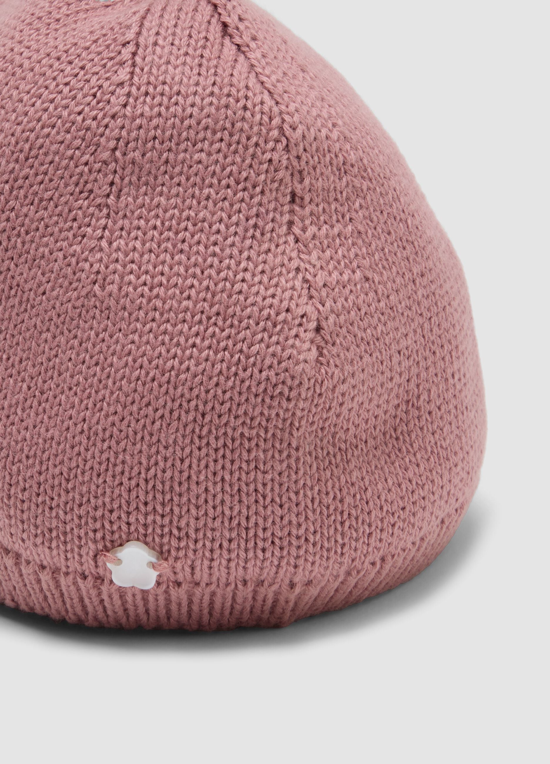 Rosafarbene Strickm&uuml;tze aus reiner Bio-Baumwolle f&uuml;r Baby-M&auml;dchen