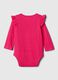 Cotton bodysuit with logo embroidery and frills_1