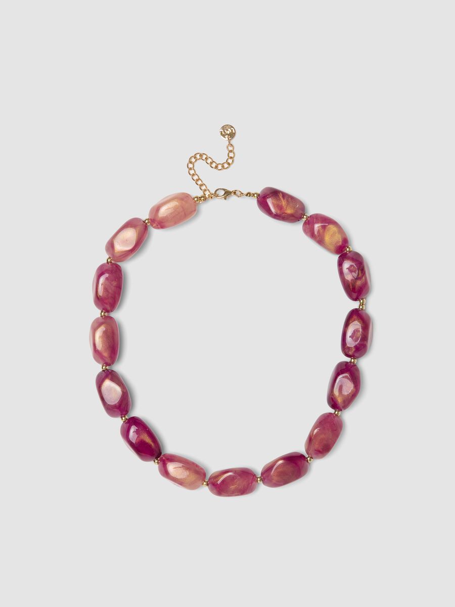 Colar rosa com pedras irregulares_0