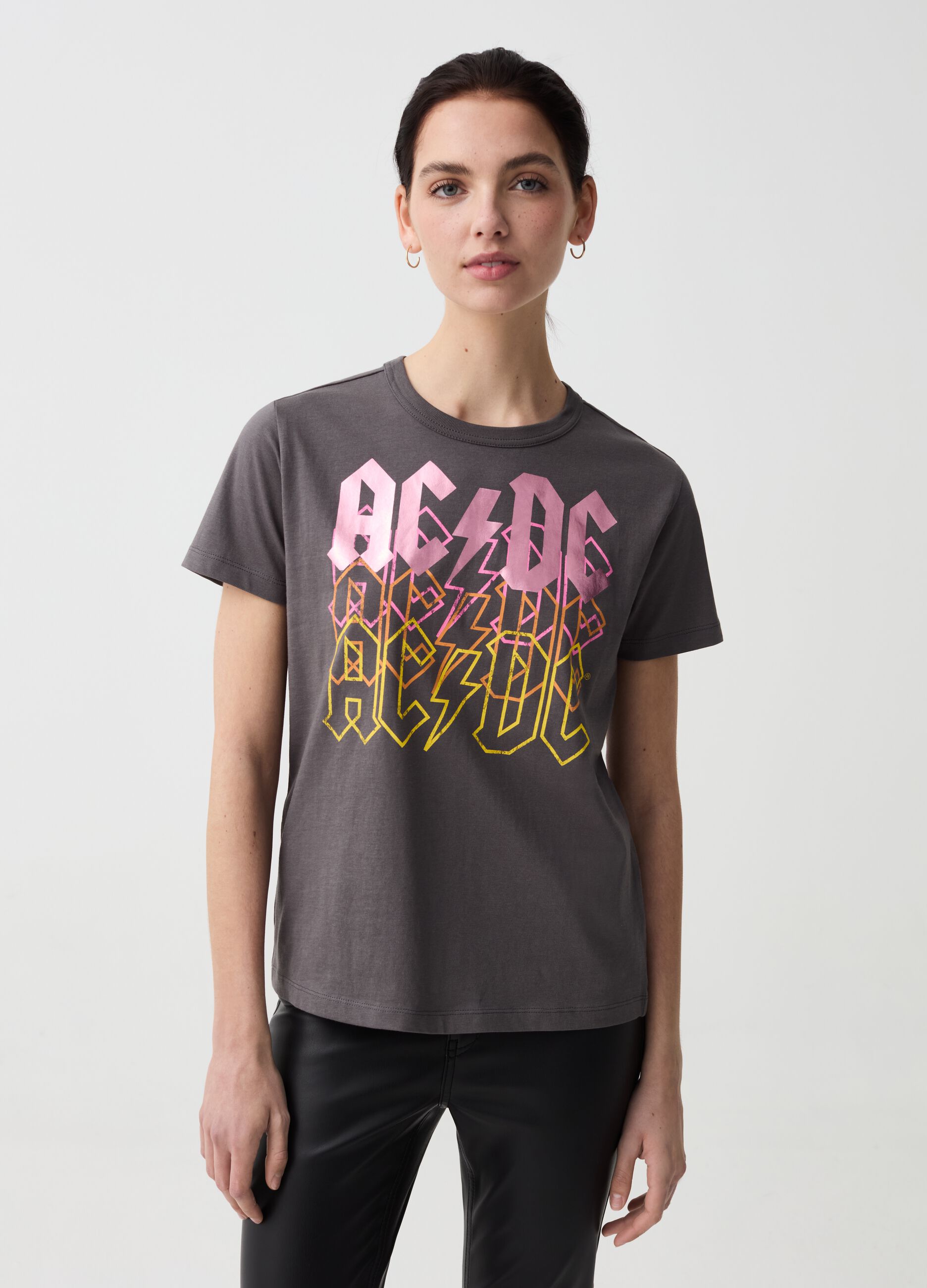 T-shirt with AC/DC foil print