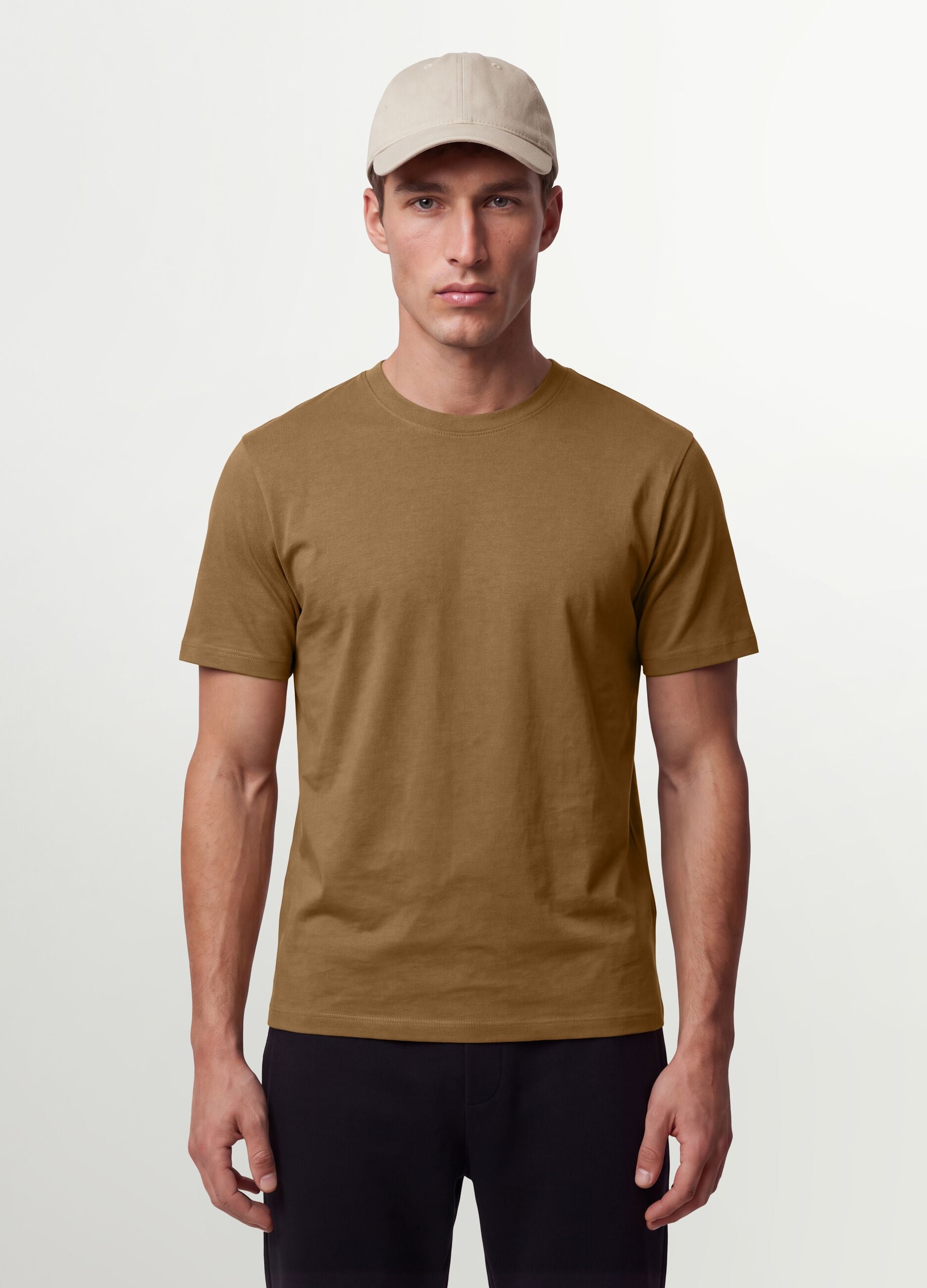 Brown pure organic cotton jersey T-shirt, regular fit