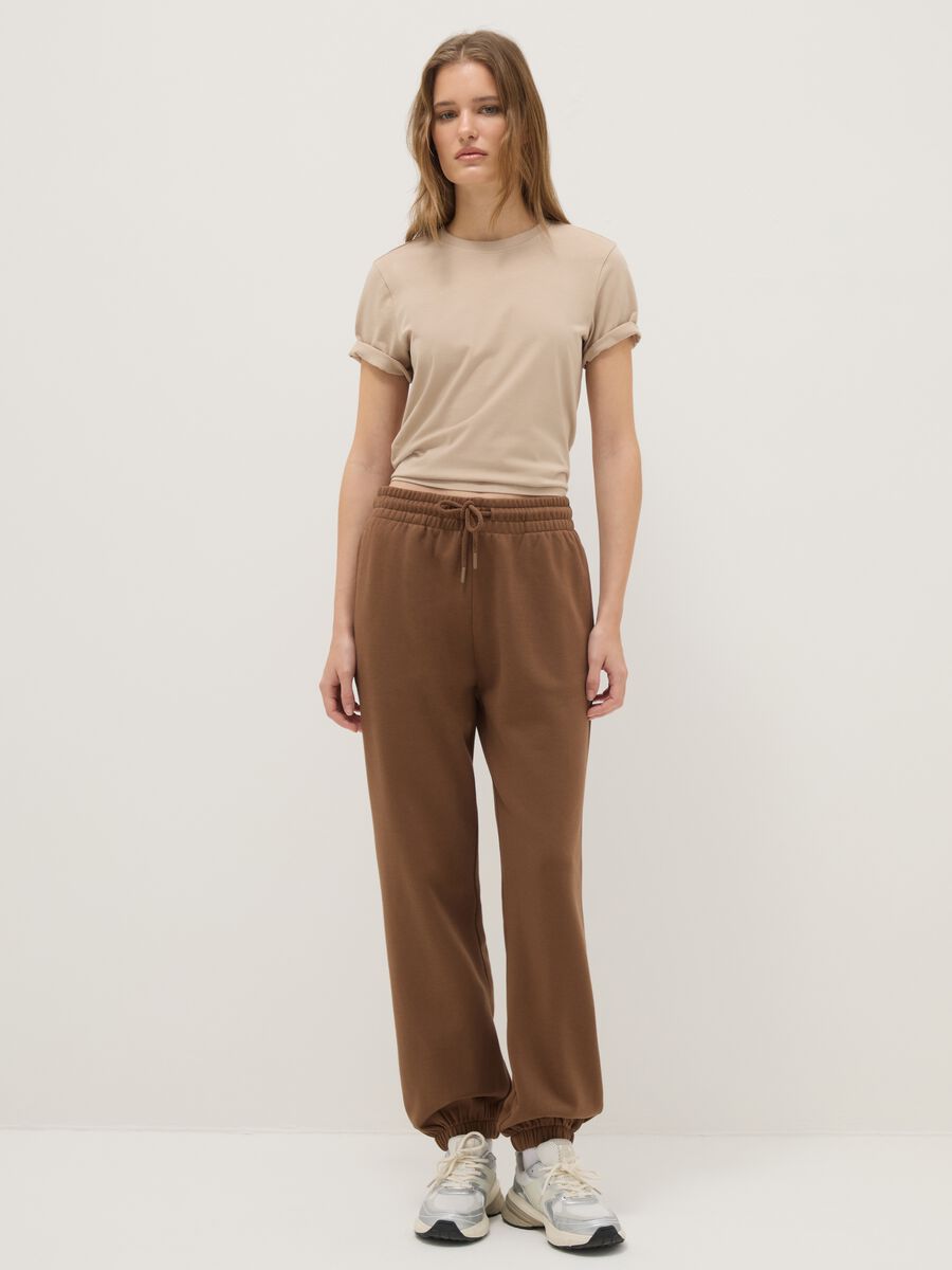 Beige pure cotton regular fit T-shirt_1